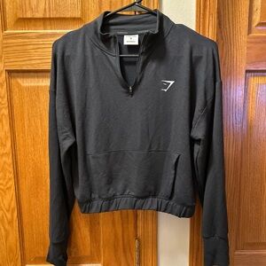 Women’s Gym Shark Black Cropped Quarter-Zip